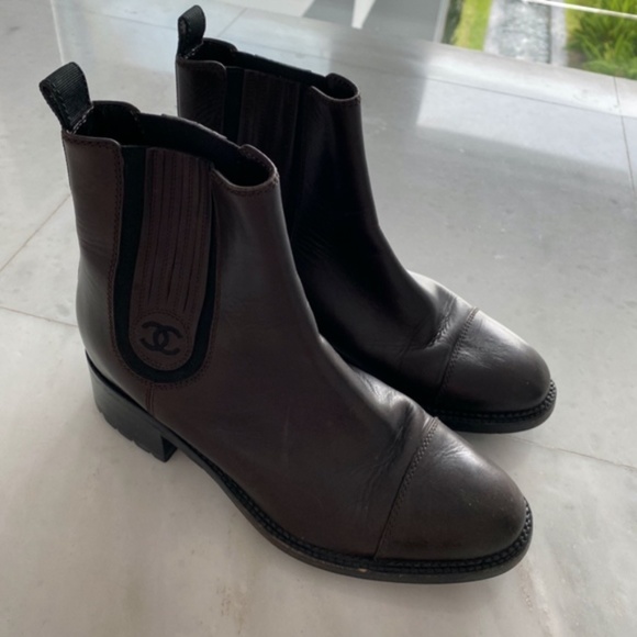 Chanel Womens Brown Booties Boots Sz 38 